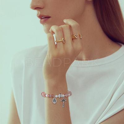 6Pcs 6 Colors Glass & Acrylic Imitation Pearl Beaded Stretch Bracelets Set BJEW-FI0001-37-1