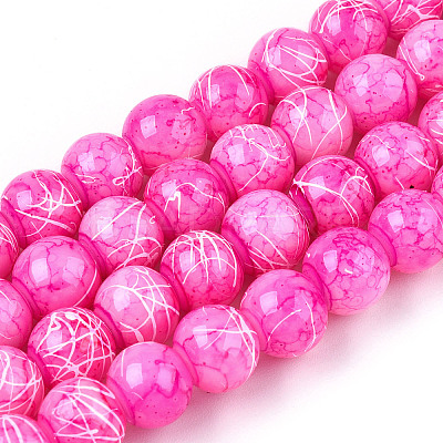 Drawbench Glass Round Beads GLAD-WH0001-01-20-1