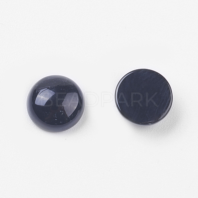 Natural Dyed & Heated Black Agate Cabochons X-G-BA8x4-1