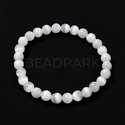 Natural Selenite Beaded Stretch Bracelets BJEW-F414-01A-02-1