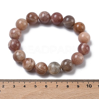 Natural Sunstone Round Beads Stretch Bracelets for Women BJEW-Z158-03A-01-1