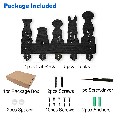 Wood & Iron Wall Mounted Hangers HJEW-WH0055-037-1