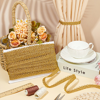 Polyester Braided Metallic Lace Trim SRIB-WH0011-180A-01-1