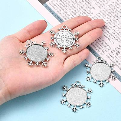 Christmas Ornaments Alloy Snowflake Pendant Cabochon Settings X-TIBEP-O006-29AS-1