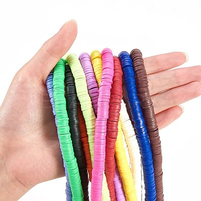 14 Strands 14 Colors Handmade Polymer Clay Beads Strands, for DIY Jewelry  Crafts Supplies, Heishi Beads, Disc/Flat Round, Mixed Color, 6x0.5~1mm