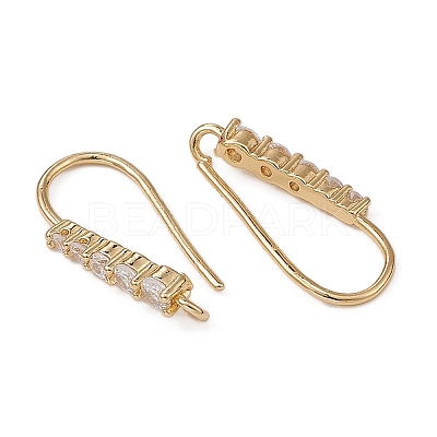 Brass Micro Pave Clear Cubic Zirconia Earring Hooks ZIRC-YW0001-04G-1