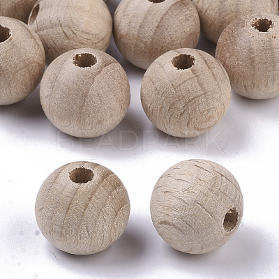Natural Beech Wood Beads WOOD-T020-01B-1