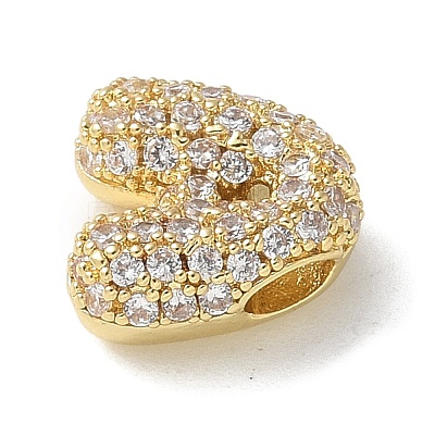 Brass Micro Pave Cubic Zirconia Beads KK-P290-61G-1