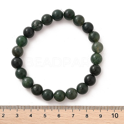 Natural Moss Agate Beads Stretch Bracelets X-BJEW-F380-01-B15-1