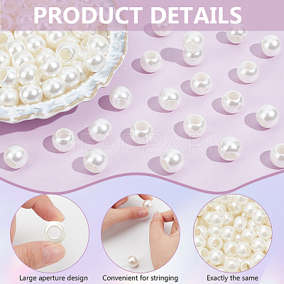 ABS Plastic Imitation Pearl European Beads SACR-NB0001-18B-1