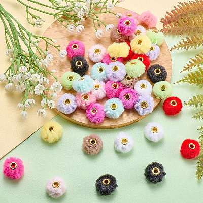 48Pcs 12 Colors Velvet Imitation Rabbit Fur European Beads FIND-SZ0019-28-1