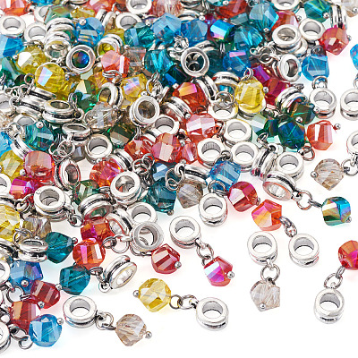 105Pcs 7 Colors Glass European Dangle Charms PALLOY-TAC0221-1