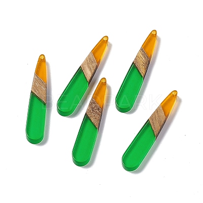 Transparent Resin & Walnut Wood Pendants RESI-M027-12E-1