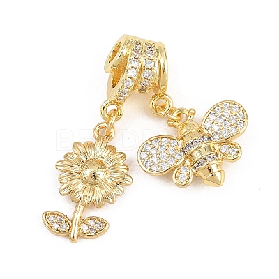 Spring Brass Pave Clear Cubic Zirconia Pendants KK-H268-13A-G-1