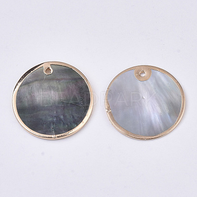 Natural Black Lip Shell Pendants SSHEL-T012-02-1