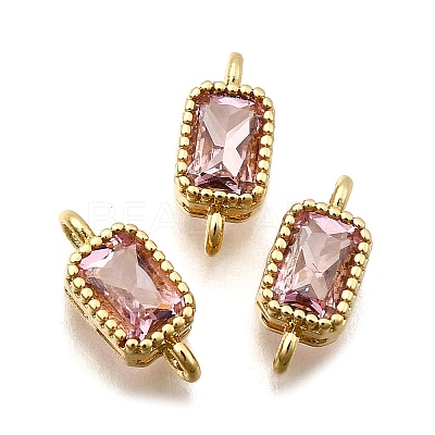 Real 18K Gold Plated Brass Micro Pave Cubic Zirconia Links Connectors ZIRC-L100-009G-06-1