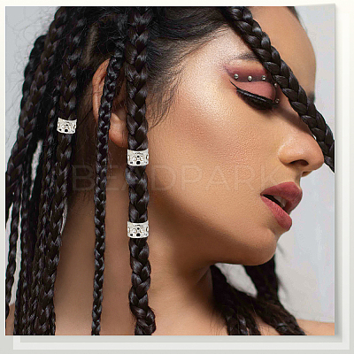 50Pcs 2 Colors Iron Dreadlocks Beads Hair Decoration OHAR-SC0001-19-1