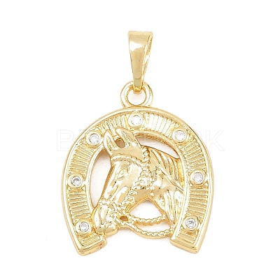Brass Micro Pave Clear Cubic Zirconia Pendants KK-D258-17G-1
