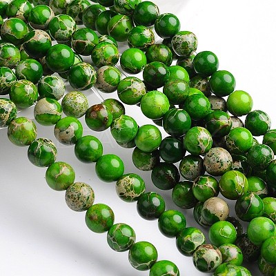 Dyed & Heated Natural Imperial Jasper Round Bead Strands G-M274-02-10mm-1