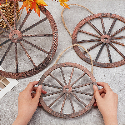 Natural Wood Hanging Wall Decorations Set HJEW-WH0047-22-1