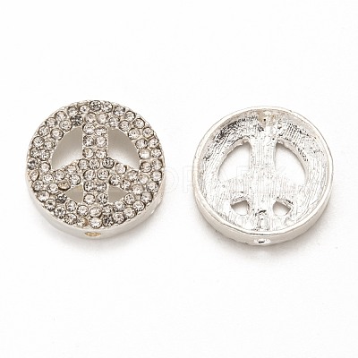 Peace Sign Alloy Crystal Rhinestone Beads RB-J451-01S-1