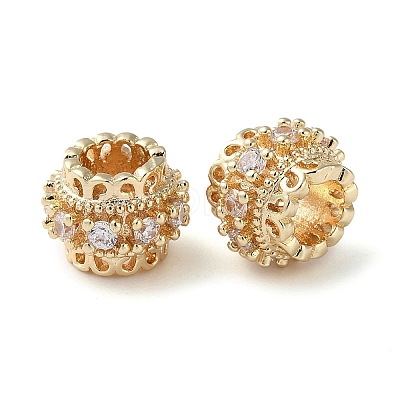 Rack Plating Brass with Cubic Zirconia European Beads KK-M269-16G-1