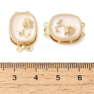 Brass Micro Pave Clear Cubic Zirconia with Enamel Box Clasps KK-G505-02G-1