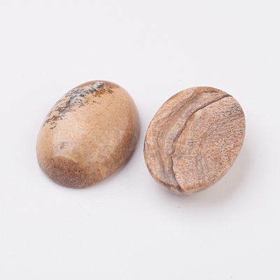 Natural Picture Jasper Flat Back Cabochons G-G741-30x40mm-07-1