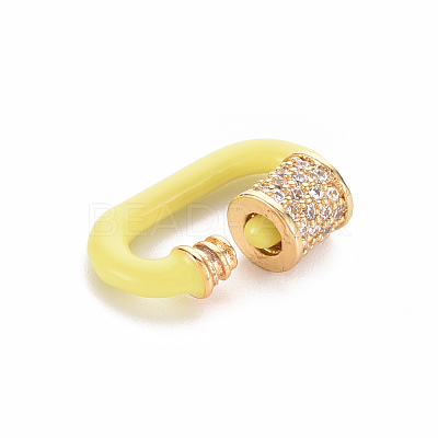 Brass Micro Pave Clear Cubic Zirconia Screw Carabiner Lock Charms ZIRC-S067-068G-NR-1