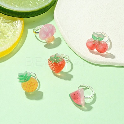 Fruit Resin Finger Ring RJEW-JR00642-1