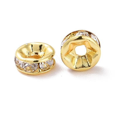 Brass Crystal Rhinestone Spacer Beads KK-G418-14G-B-1