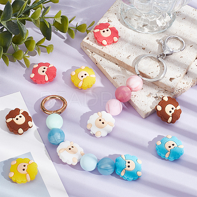 10Pcs 5 Colors Food Grade Eco-Friendly Silicone Focal Beads SIL-NB0001-16-1