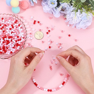 1200Pcs 4 Colors Valentine's Day Themed Opaque Acrylic Beads MACR-SC0001-42-1