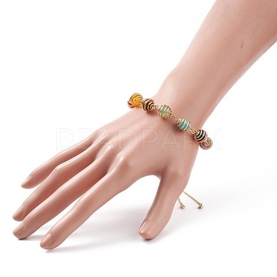 Natural & Synthetic Mixed Gemstone Braided Link Slider Bracelet BJEW-TA00137-01-1