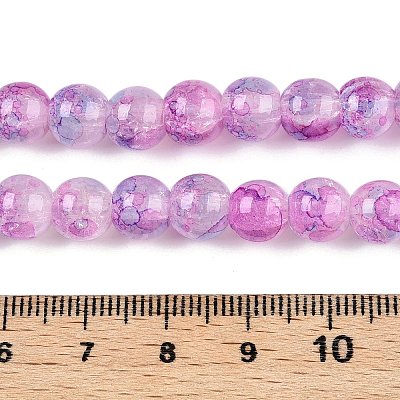 Baking Paint Crackle Glass Bead Strands DGLA-R053-03J-1-1