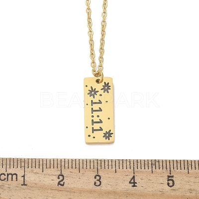 304 Stainless Steel Number 11:11 Pendant Necklaces NJEW-NH0002-01G-03-1