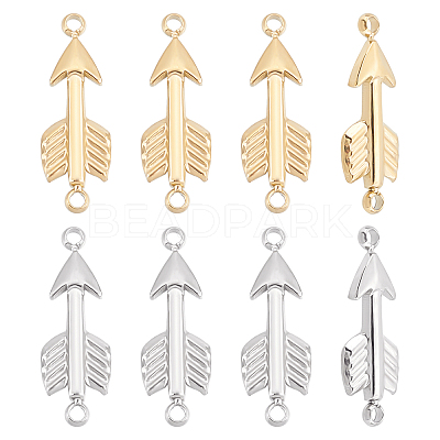 8Pcs 2 Colors 304 Stainless Steel Connector Charms STAS-UN0035-78-1