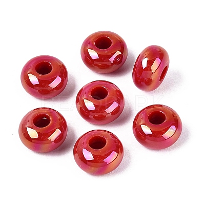 Valentine's Day Opaque Acrylic European Beads OACR-E033-19M3-1