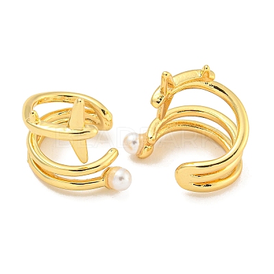 Brass with ABS Imitation Pearl Cuff Earrings for Women EJEW-C104-165G-1