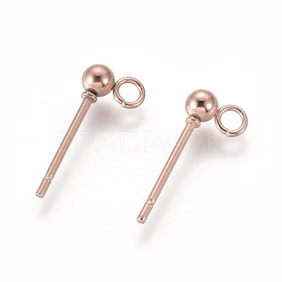 304 Stainless Steel Ball Stud Earring Post STAS-H410-10RG-1
