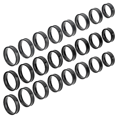 24Pcs 8 Size 201 Stainless Steel Grooved Finger Ring Settings STAS-UN0041-46EB-1