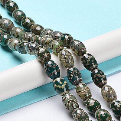 Tibetan Style dZi Beads Strands TDZI-E005-01G-1
