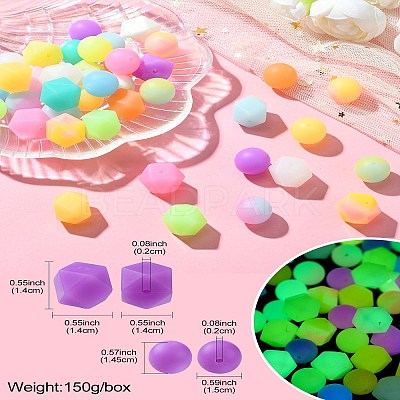 Luminous 56pcs 28 Color Round Food Grade Silicone Beads SIL-CJ0001-31-1
