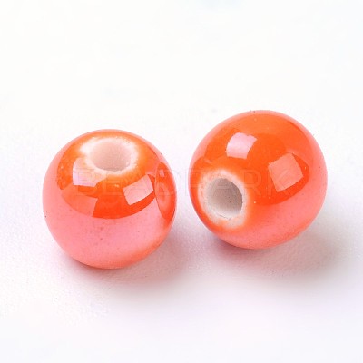 Glazed Porcelain Round Beads PORC-S489-6mm-07-1