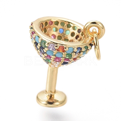 Brass Micro Pave Cubic Zirconia Charms X-ZIRC-I032-31G-1