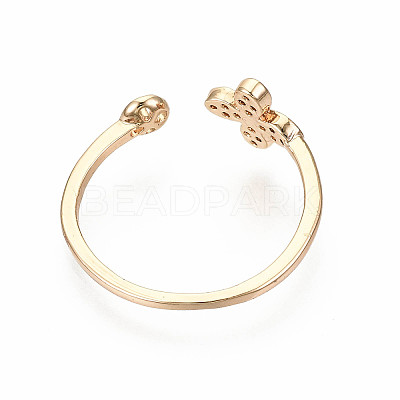 Brass Micro Pave Clear Cubic Zirconia Peg Bails Cuff Finger Ring Settings KK-S360-014-NF-1