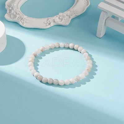 Natural Crazy Agate Round Beaded Stretch Bracelet BJEW-JB08643-1