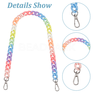Rainbow Color Acrylic Curb Chain Bag Strap FIND-WH0143-47A-1