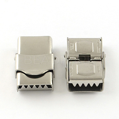 Tarnish Resistant Smooth Surface 201 Stainless Steel Watch Band Clasps STAS-R063-79-1