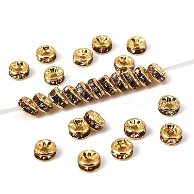 Brass Grade A Rhinestone Spacer Beads RSB034NF-05G-1